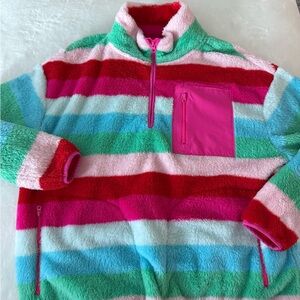 Cabana by Crown & Ivy Women Sherpa Multicolor Jacket Size Medium EB1